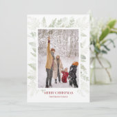 Einfaches Weihnachtsgrün-Foto Feiertagskarte (Stehend Vorderseite)