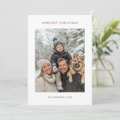 Einfaches Weihnachtskind-Foto Feiertagskarte (Stehend Vorderseite)