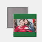 Einfaches Weihnachtslied Foto Green Magnet (Vorderseite/Rückseite)