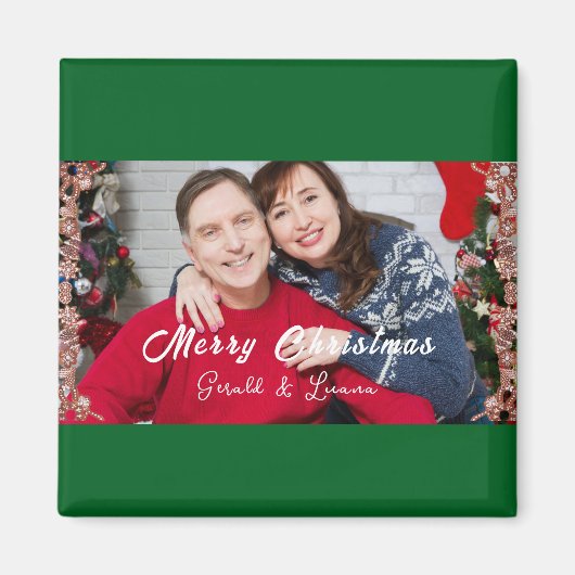 Einfaches Weihnachtslied Foto Green Magnet (Vorne)