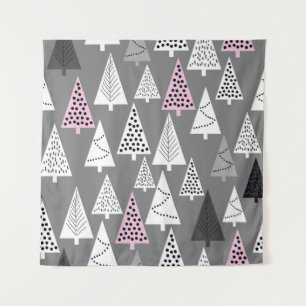 Einfaches Weihnachtsmuster. Abstrakt grau-weiß  Wandteppich