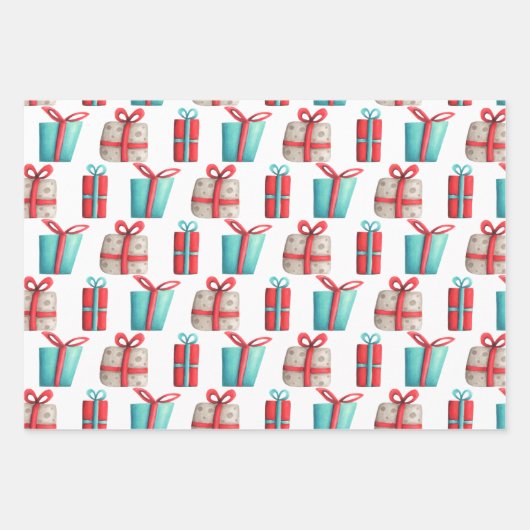 Einfaches Weihnachtsmuster Candy Cane Weihnachtsma Geschenkpapier Set (Vorderseite 3)