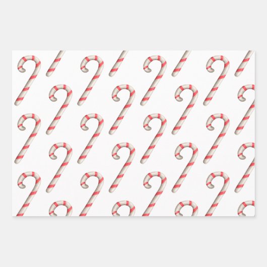 Einfaches Weihnachtsmuster Candy Cane Weihnachtsma Geschenkpapier Set (Vorderseite)