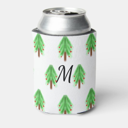 Einfaches Weihnachtsmuster in Aquarellfarben Dosenkühler (Kanne Rückseite)