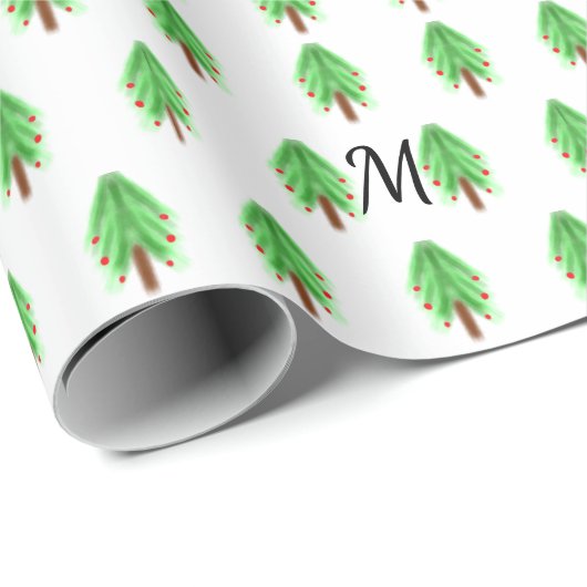 Einfaches Weihnachtsmuster in Aquarellfarben Geschenkpapier (Rolleneckpunkt)