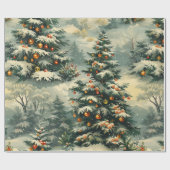 Einfaches Weihnachtsschnee bedeckt Weihnachtsbaum Geschenkpapier (Flach)