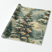 Einfaches Weihnachtsschnee bedeckt Weihnachtsbaum Geschenkpapier (Ungerollt)