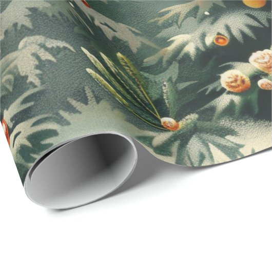 Einfaches Weihnachtsschnee bedeckt Weihnachtsbaum Geschenkpapier (Rolleneckpunkt)