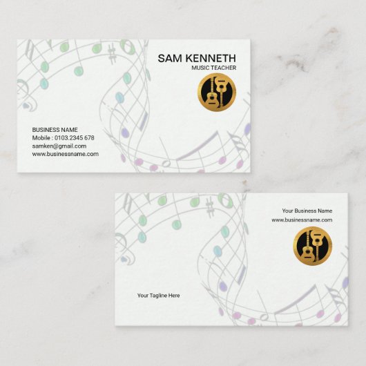 Einfaches Weiß, das musikalische Visitenkarte (Vorne/Hinten)