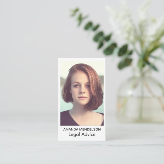 Einfaches Weiß mit Bild Visitenkarte (Stehend Vorderseite)