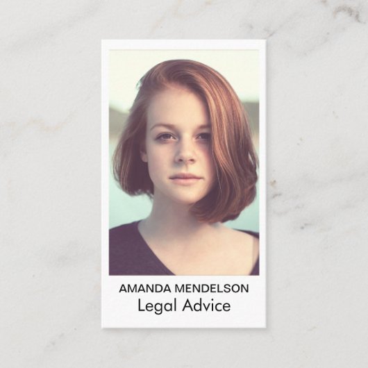 Einfaches Weiß mit Bild Visitenkarte (Vorderseite)