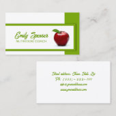 Einfaches Weiß mit roter Apfelernährungskarte Visitenkarte (Vorne/Hinten)