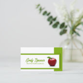 Einfaches Weiß mit roter Apfelernährungskarte Visitenkarte (Stehend Vorderseite)