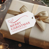 Einfaches Weiß Rot modernes Frohe Weihnachten  Geschenkanhänger