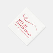 Einfaches Weiß Rot Modernes Frohe Weihnachten Serviette (Ecke)
