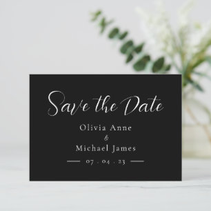 Einfaches Weiß & Schwarz Skript 'Termin vormerken' Save The Date