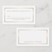 Einfaches Weiß und Gold, Windeln Raffelschein Begleitkarte (Vorne/Hinten)