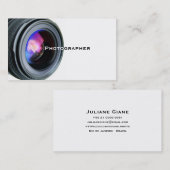 Einfaches Weiß und Linse-Fotograf-Visitenkarte Visitenkarte (Vorne/Hinten)