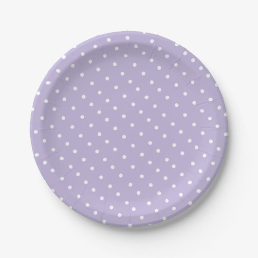 Einfaches Weiß- und Violettlavender Polka Dot Must Pappteller (Vorderseite)