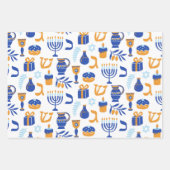 Einfaches weißes Gelb- und Blaumuster Hanukkah Geschenkpapier Set (Vorderseite 3)