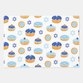 Einfaches weißes Gelb- und Blaumuster Hanukkah Geschenkpapier Set (Vorderseite 2)