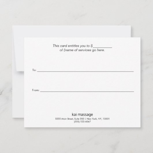 Einfaches weißes handgeschriebenes Skriptgeschenk (Rückseite)