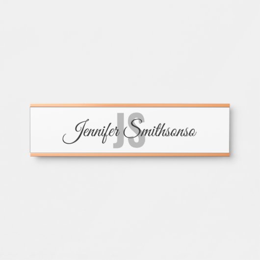 Einfaches Weißes Klassisches Monogramm Script Türschild (Vorderseite )