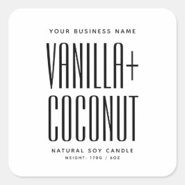 Einfaches weißes, minimalistisches Sojawachs schmi Quadratischer Aufkleber