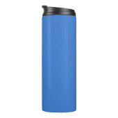 Einfaches weißes Monogramm oder Name auf Blau Thermosbecher (Nach rechts gedreht)
