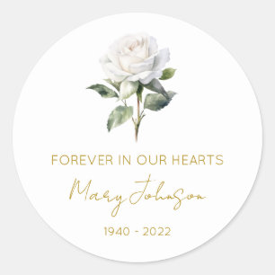 Einfaches weißes Rosen-Memorial Runder Aufkleber
