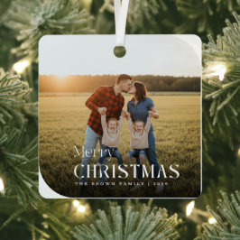 Einfaches weißes Skript Weihnachten Familienname F Ornament Aus Metall