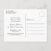 Einfaches weißes Überlagerung Save the Date | FOTO Ankündigungspostkarte (Rückseite)