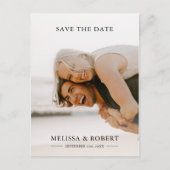 Einfaches weißes Überlagerung Save the Date | FOTO Ankündigungspostkarte (Vorderseite)