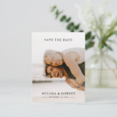Einfaches weißes Überlagerung Save the Date | FOTO Ankündigungspostkarte (Stehend Vorderseite)