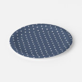Einfaches, weißes und blaues Polka-Dot-Muster Pappteller (Schrägansicht)