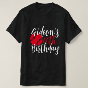 Einfaches Weißes und Rotes Namens-Baseball zum 40. T-Shirt