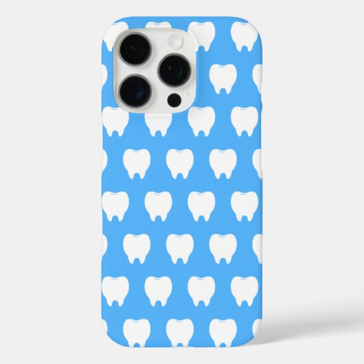 Einfaches weißes Zahn mit hellblauem Muster – Saub Case-Mate iPhone Hülle (Rückseite)