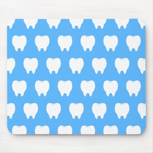 Einfaches weißes Zahn mit hellblauem Muster – Saub Mousepad (Vorne)