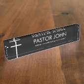 Einfaches Weißkreuz mit Namen und Zitat aus schwar Namensplakette (Seite)