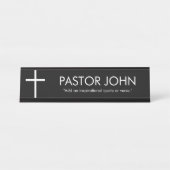 Einfaches Weißkreuz mit Namen und Zitat aus schwar Schreibtischnamensplakette (Vorderseite )