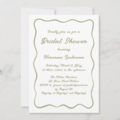 Einfaches weißliches Brautparty mit Olive Green Einladung (Vorderseite)