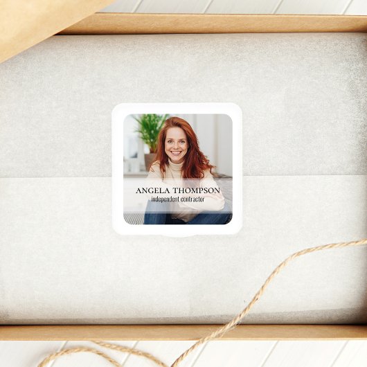 Einfaches werbeförderndes Minimalistisches Foto Quadratischer Aufkleber