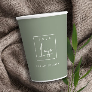 Einfaches Werbelogo von Saga Green Pappbecher