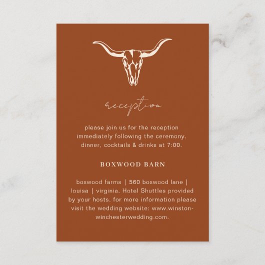 Einfaches Western Bohemische Kuh Schädel Empfang Begleitkarte (Vorderseite)