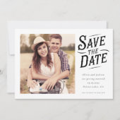 Einfaches Western Typografie-Foto Save The Date (Vorderseite)