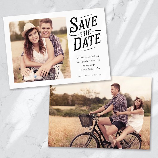 Einfaches Western Typografie-Foto Save The Date
