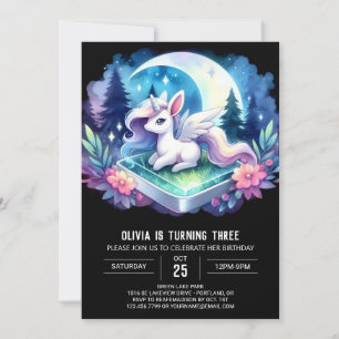 Einfaches Whimsical Horse zum Geburtstag Einladung