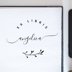 Einfaches Whimsical Script Minimalistisch Ex Libri Gummistempel