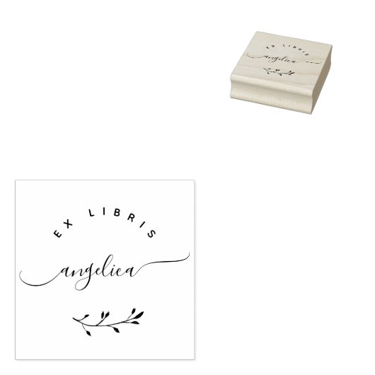 Einfaches Whimsical Script Minimalistisch Ex Libri Gummistempel (Stempel)