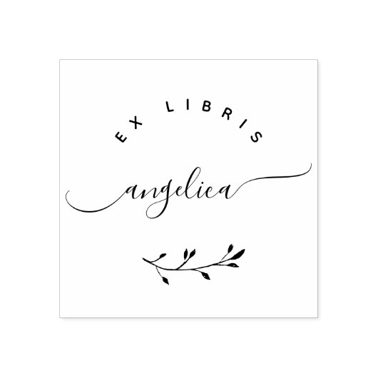 Einfaches Whimsical Script Minimalistisch Ex Libri Gummistempel (Prägung)